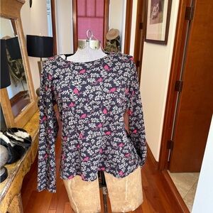 Croft & Barrow Black and Pink Floral Blouse M
